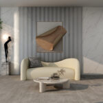 ⁦اريكة مخملية بتصميم انحنائي⁩ - الصورة ⁦3⁩