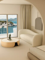 ⁦اريكة مخملية بتصميم انحنائي⁩ - الصورة ⁦9⁩