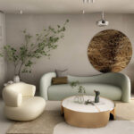 ⁦اريكة مخملية بتصميم انحنائي⁩ - الصورة ⁦5⁩