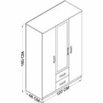 ⁦دولاب يتكون من 3 وحدات تخزين علاقة ملابس و 3 ارفف مع مراه⁩ - الصورة ⁦5⁩