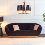 ⁦كنب مخمل 3 مقاعد بتصميم برودي⁩ - الصورة ⁦4⁩