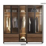 ⁦خزانة ملابس مودرن بطراز دريسنج روم – تصميم جرار عملي – أرفف متعددة – لون خشبي مميز⁩ - الصورة ⁦2⁩