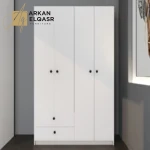 دولاب ابيض بادرج و ارففف مع علاقة ملابس
