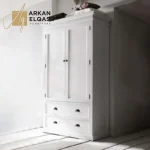 دولاب ابيض من ارفف و ادرج بعلاقة ملابس