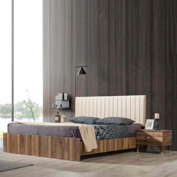 سرير خشبي علي الطراز المودرن