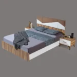 سرير خشبي في وردي من خشب ام دي اف