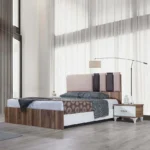 سرير خشبي في وردي من خشب ام دي اف