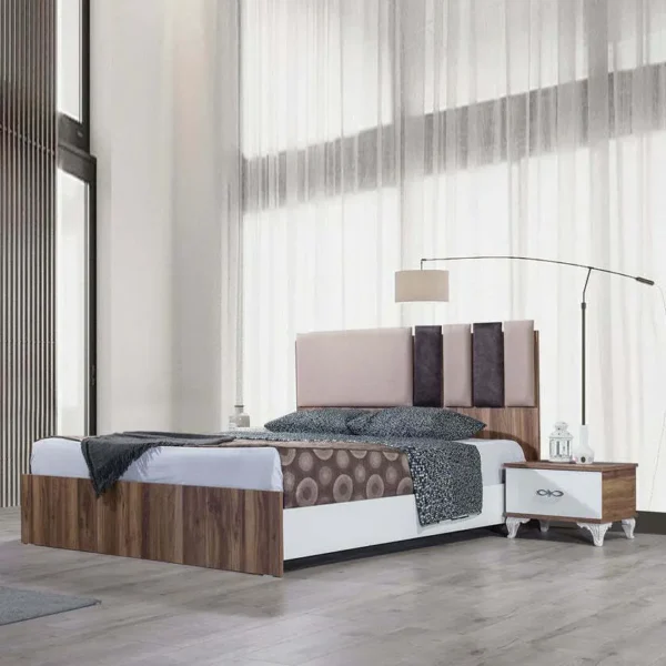 سرير خشبي في وردي من خشب ام دي اف