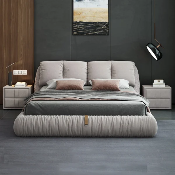 سرير نوم فاخر شيك مع 2 طاولة جانبية