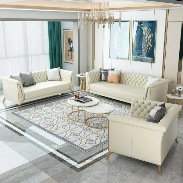 طقم كنب مودرن 3 قطع جلد