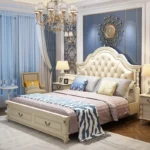 ⁦غرفة نوم كاملة بتصميم أمريكي فاخر – تشمل سرير + كومدينتين + تسريحة + خزانة ملابس – خشب متين وتشطيب أنيق⁩ - الصورة ⁦3⁩