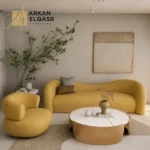 كنب مخملي بتصميم انحنائي