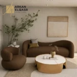 كنب مخملي بتصميم انحنائي