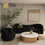كنب مخملي بتصميم انحنائي