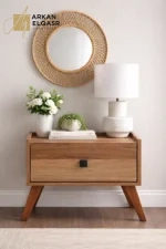 كومودينة خشبي فاتح من ام دي اف