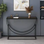 كنسول معدني بسطح زجاجي فاخر