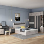 ⁦غرفة نوم كاملة بتصميم أوروبي فاخر – سرير + تسريحة + كومدينتين + خزانة ملابس – تشطيب شيك وخشب عالي الجودة⁩ - الصورة ⁦3⁩