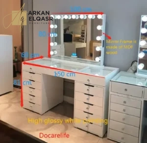 تسريحة غرفة نوم بإضاءة ليد مدمجة