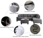 ⁦كنب زاوية مودرن على حرف ل متعدد الوظائف⁩ - الصورة ⁦6⁩