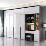 خزانة ملابس مع تسريحة بتصميم مميز – 2 في 1 بوحدات تخزين وأدراج – مرآة مدمجة وتشطيب فريد