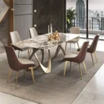 ⁦طاولة طعام رخام فاخرة مع 6 كراسي⁩ - الصورة ⁦6⁩