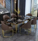 ⁦طاولة طعام رخام مع 6 كراسي بتصميم فخم⁩ - الصورة ⁦2⁩