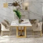 طقم طاولة طعام لـ6 أشخاص – تصميم عصري – سطح متين وكراسي مريحة بتنجيد فاخر