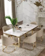 ⁦طاولة طعام رخام مع 6 كراسي بتصميم فخم⁩ - الصورة ⁦3⁩