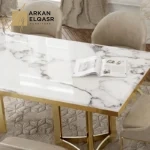 طقم طاولة طعام لـ6 أشخاص – تصميم عصري – سطح متين وكراسي مريحة بتنجيد فاخر