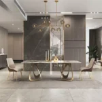 ⁦طاولة طعام رخام فاخرة مع 6 كراسي⁩ - الصورة ⁦4⁩