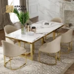 طقم طاولة طعام لـ6 أشخاص – تصميم عصري – سطح متين وكراسي مريحة بتنجيد فاخر