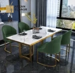 طاولة طعام رخام مع 6 كراسي بتصميم فخم