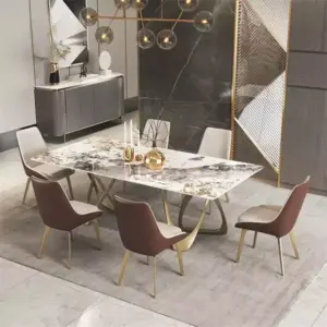 طاولة طعام رخام فاخرة مع 6 كراسي
