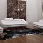 طقم كنب جلوس بتصميم جلدي بسيط