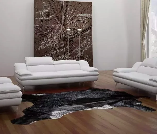 طقم كنب جلوس بتصميم جلدي بسيط