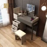 غرفة نوم كاملة بتصميم أوروبي فاخر – سرير + تسريحة + كومدينتين + خزانة ملابس – تشطيب شيك وخشب عالي الجودة (2)