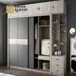 غرفة نوم كاملة بتصميم أوروبي فاخر – سرير + تسريحة + كومدينتين + خزانة ملابس – تشطيب شيك وخشب عالي الجودة (2)