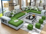 كنب زاوية – تصميم فخم بلمسة أوروبية – تنجيد ناعم – قاعدة خشبية متينة – ألوان متعددة