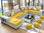 كنب زاوية – تصميم فخم بلمسة أوروبية – تنجيد ناعم – قاعدة خشبية متينة – ألوان متعددة