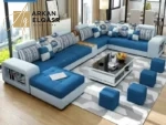 كنب زاوية – تصميم فخم بلمسة أوروبية – تنجيد ناعم – قاعدة خشبية متينة – ألوان متعددة