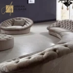 كنب مودرن مع كرسي مفرد بشكل دائري مميز