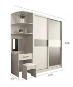 ⁦خزانة ملابس مع تسريحة مدمجة بتصميم عصري⁩ - الصورة ⁦6⁩