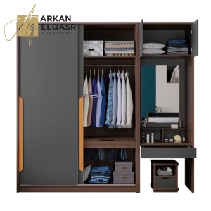 خزانة ملابس خشبي بتسريحة مدمجة