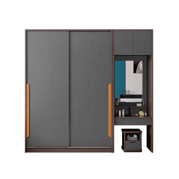 خزانة ملابس خشبي بتسريحة مدمجة