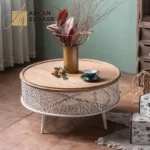 طاولة قهوة خشب علي الطراز الريفي