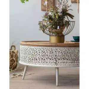 طاولة قهوة خشب علي الطراز الريفي