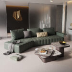 ⁦كنب زاوية جلد بتصميم مودرن⁩ - الصورة ⁦3⁩