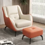 ⁦كرسي استرخاء جلد مع مسند قدم⁩ - الصورة ⁦2⁩