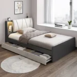 سرير نوم عملي بمساحات تخزين داخلية – تصميم وقاعدة متينة – مثالي لتنظيم غرف النوم