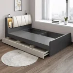 سرير نوم عملي بمساحات تخزين داخلية – تصميم وقاعدة متينة – مثالي لتنظيم غرف النوم